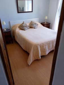 Alejandro في مار ديل بلاتا: غرفة نوم بها سرير ووسادتين عليه