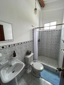 a bathroom with a toilet and a sink and a shower at Villa Solara - A Beachfront Residence in San Clemente +29 photos