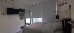 a bedroom with a bed and a tv on the wall at Apartmento, Punta 30 Complejo in Mar Azul +8 photos