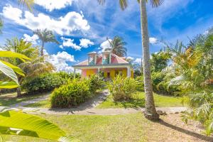 a house on the beach with palm trees at Cas'à Willy in Sainte-Rose