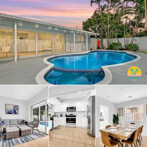 ein Haus mit einem Swimmingpool in der Mitte in der Unterkunft Casa Azul 4Bed 2Bath Home with Heated Pool & Spa 1304 in Hollywood
