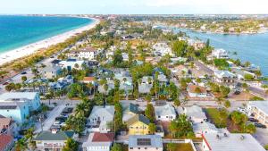 an aerial view of a town and the beach at 1BR 1BA NorthStar Bungalow. Just Steps to the beach and the bay. in St Pete Beach