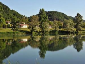 a view of a lake with trees and houses at Chalet confortable avec terrasse - API-1-52-1104 in Charmes-sur-lʼHerbasse