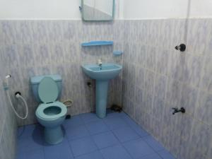un baño con inodoro y lavabo en Thisara Pool Hotel Kataragama & Yala-Kabilththa Jeep Tour, en Kataragama 60 fotos más