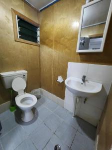 a bathroom with a toilet and a sink at Dreaming Dawn in Tofoa +24 photos