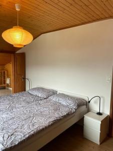 Ένα ή περισσότερα κρεβάτια σε δωμάτιο στο Ferienhaus am Sarnersee