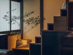 a room with a mirror and some plants in it at nol kyoto sanjo in Kyoto +56 photos
