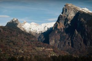 a mountain with a town in a valley with snow at Chalet Trumont - OVO Network in Morillon