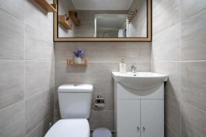 a bathroom with a toilet and a sink and a mirror at Loft 53 - Twin Loft II by ΜΡS in Athens