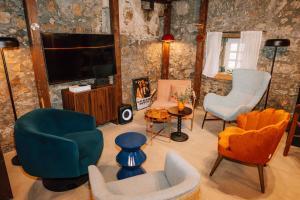 Χώρος καθιστικού στο Haltestelle Glauburg - Sauna & Whirlpool