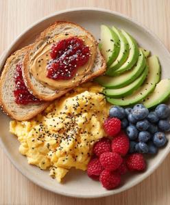 a plate of breakfast food with toast and fruit at Khap Khap Thai Res Hotel 4 in Ho Chi Minh City