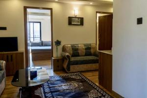 a living room with a couch and a television at Homely in Kathmandu
