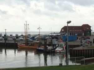 Un grupo de barcos están atracados en un puerto deportivo. en Bünemann Gäthke Comfortable holiday residence, en Horumersiel