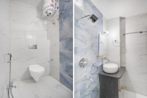 2 fotografías de un baño con ducha y aseo en Collection O Digha Ghat Formerly Hotel Shahnai, en Bankipur