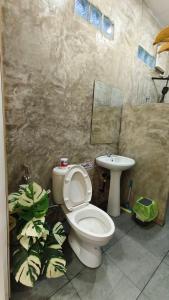 a bathroom with a toilet and a sink at อินทนนท์ บ้านพักเล่าจู Inthanon Laoju House in Ban Na Yang +14 photos