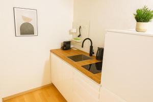 a kitchen with a sink and a counter at Gemütliches Wohnen in St Leon in Sankt Leon-Rot