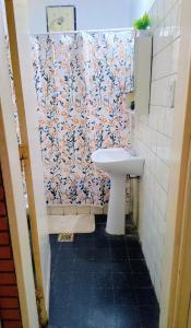 Casa céntrica Yrigoyen في سانتا روزا: حمام مع مغسلة وستارة دش