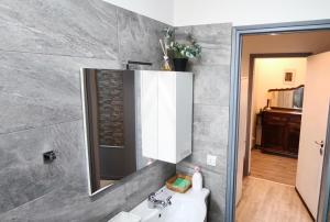 a bathroom with a sink and a mirror at Executive Stay Lago Maggiore in Sesto Calende +13 photos