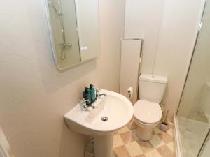 een badkamer met een wastafel, een toilet en een spiegel bij The Old Dairy in Richmond +43 foto's