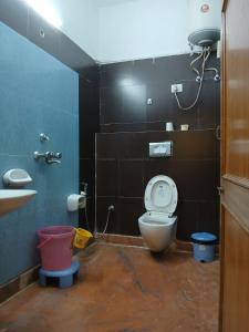 a bathroom with a toilet and a sink at Hotel Singhasan House in Jaipur