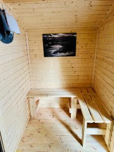 Μια τηλεόραση ή/και κέντρο ψυχαγωγίας στο Modern studio apartment with wood-fired sauna