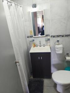 Un baño con lavabo, inodoro y espejo. en Altos Jujuy 2, en San Salvador de Jujuy