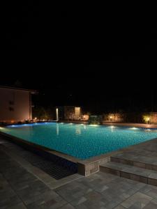 TerraTrek Billora : حمام سباحة كبير في الليل مع الأضواء