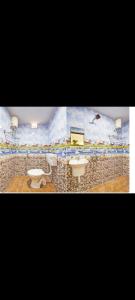 two pictures of a bathroom with a toilet and a sink at Hotel RR palace iyyapanthangal near Ramachandra hospital in Chennai