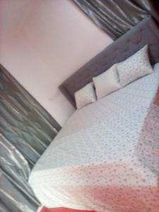 ein Schlafzimmer mit einem Bett, einem Bettlaken und Kissen in der Unterkunft Regal Royal Suites in Kokrobite