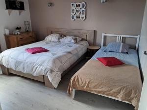 Le FousseretLe petit Pouncet的卧室里有两张床，上面有两个枕头