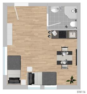 a floor plan of a living room with a couch at STB116 smarte Monteurwohnung in Steinberg