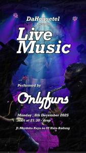 a flyer for a live music event with a man playing a pipe at Da Housetel Kuta in Kuta