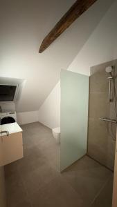 een badkamer op zolder met een toilet en een wastafel bij Leiti House in Esbjerg