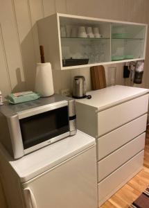 Η κουζίνα ή μικρή κουζίνα στο Koselig 2 roms leilighet Norheim, Haugesund