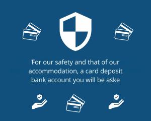 a shield with a pair of shoes with a bank account icon at Écume et Sérénité Parking Privé Wifi Clim et LIT en 140 in La Grande-Motte