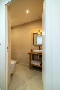 ein Bad mit einem WC, einem Waschbecken und einem Spiegel in der Unterkunft Casa Sana - Escapade sur le Port de Sanary - Wi-Fi in Sanary-sur-Mer + 24 Fotos