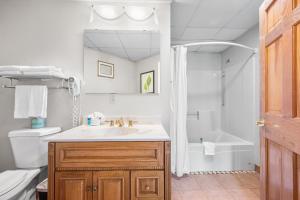 ein Badezimmer mit Waschbecken, Badewanne und Toilette in der Unterkunft Cedar Park Inn in North Stonington