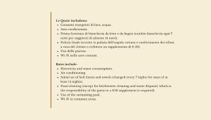 a page of a document with a list of different departments at ISA-Residence with swimming pool near Budoni in Budoni