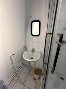 a small bathroom with a sink and a shower at Nid douillet proche orly aéroport in Athis-Mons