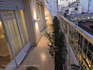 a balcony with a plant on the side of a building at A & E Buenos Aires in Buenos Aires