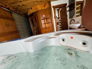 Koupelna v ubytování wellness roubenka