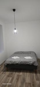 a bed in a room with a lamp on it at Homeday joffre 2 type F2 Haguenau in Haguenau