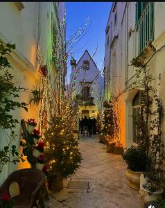 an alley with christmas trees and christmas lights at Corte Verde 5 in Bari