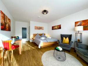 Postel nebo postele na pokoji v ubytování Nesthäkchen, Montana Haus + 14 fotografií