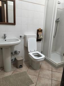 ein Badezimmer mit Toilette, Waschbecken und Dusche in der Unterkunft La petite étoile in Aosta