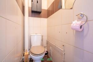La salle de bains est pourvue de toilettes et d'un distributeur de papier toilette. dans l'établissement IDF - HUGO - CI - Séjour cosy aux portes de Paris, à Maisons-Alfort 4 autres photos