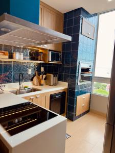 a kitchen with a sink and a stove at Ap Da Ilha in Alter do Chao +11 photos