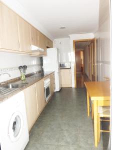 a kitchen with a washer and a sink and a table at Apartamento Alicante in Alicante