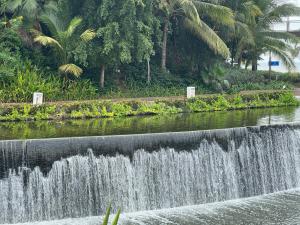 una cascata in un parco con piscina d'acqua di 2 bedroom Grand Luxxe a Nuevo Vallarta