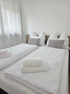 Ένα ή περισσότερα κρεβάτια σε δωμάτιο στο Zentrale Wohnung, nähe Innenstadt